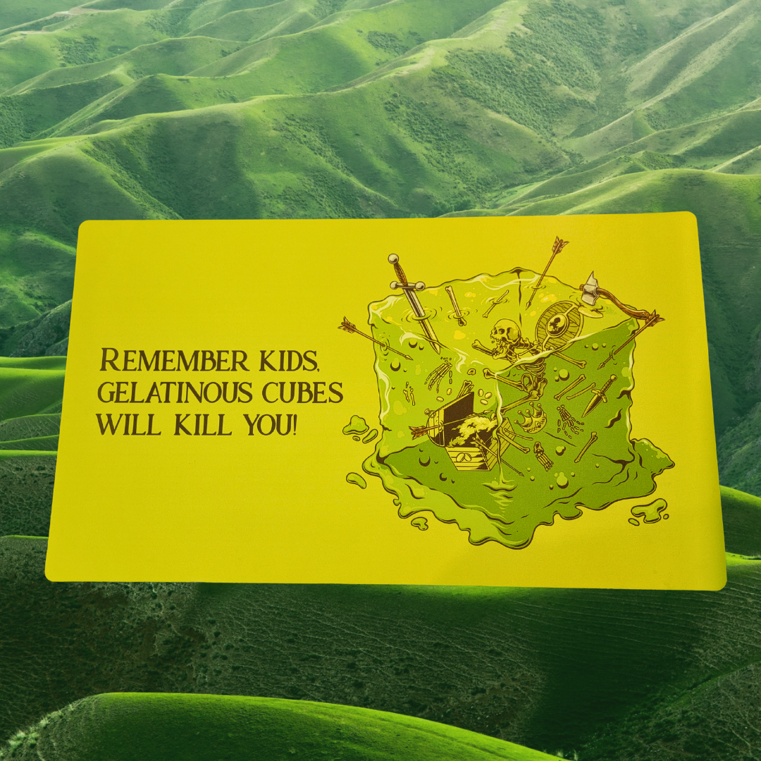 Remember Kids, Gelatinous Cubes will kill you!/Yellow Playmat Aetheria Arts